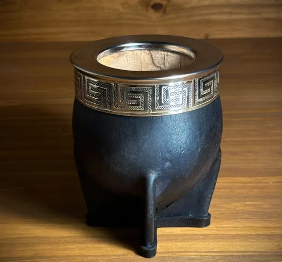 Mate imperial de alpaca con virola guarda griega